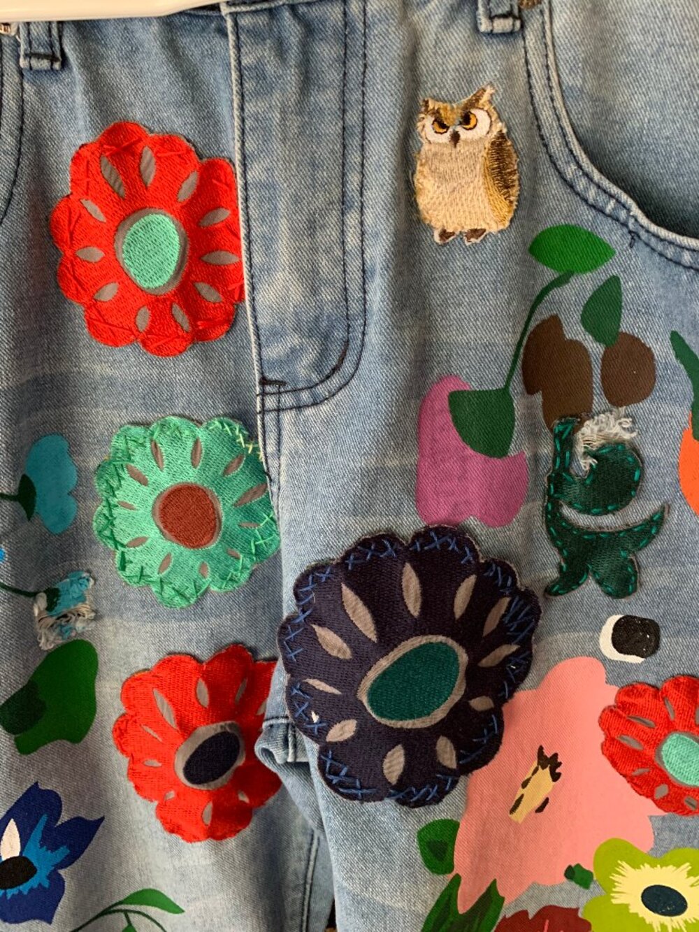 Custom One-of-a Kind Upcycle Jeans size large - Picture 3 of 10